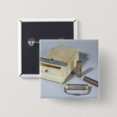 アラバスター箱および青銅および銀はシリンダーを密封します 缶バッジ (正面&裏面)