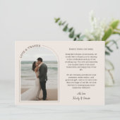 アラバスター結婚アーチの写真の愛感謝していと サンキューカード (スタンド正面)