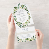 アラバスター |白いフローラフレ結婚ーム オールインワン招待状 (貼ってはがせる)