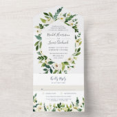 アラバスター |白いフローラフレ結婚ーム オールインワン招待状 (内側)
