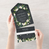 アラバスター |白いフローラフレ結婚ーム オールインワン招待状 (貼ってはがせる)