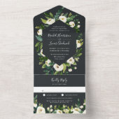 アラバスター |白いフローラフレ結婚ーム オールインワン招待状 (内側)