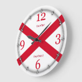 アラバパーソナライズされたマ州旗 ラージ壁時計 (傾斜)