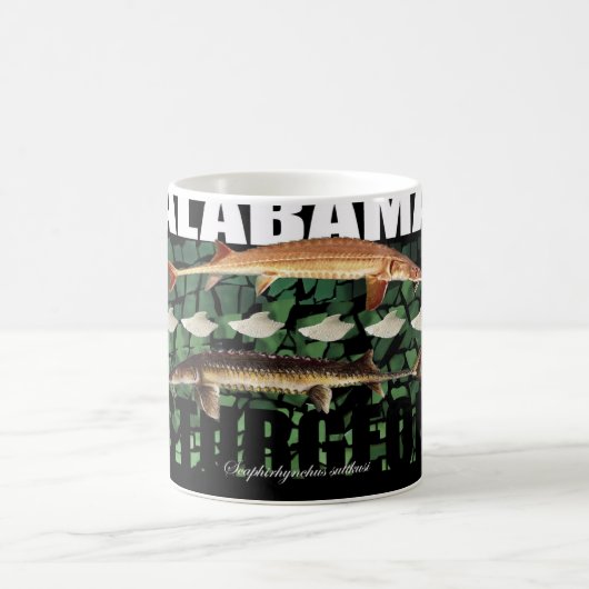 アラバマのチョウザメのコラージュのマグ コーヒーマグカップ (中央)