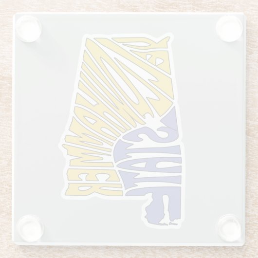 アラバマのニックネームワードアート ガラスコースター (裏面)