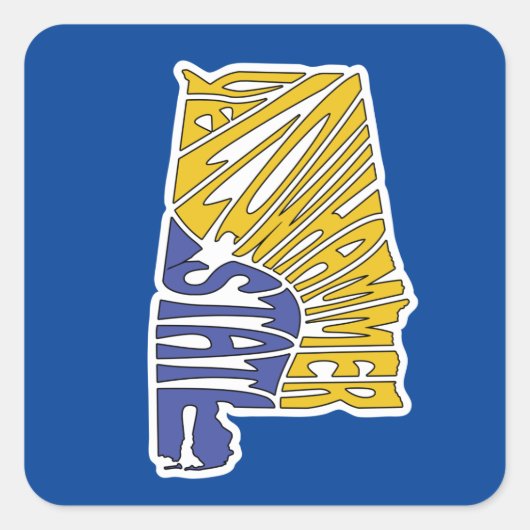 アラバマのニックネームワードアート スクエアシール (正面)