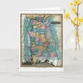 アラバマの地図および州の旗 カード (黄色い花)