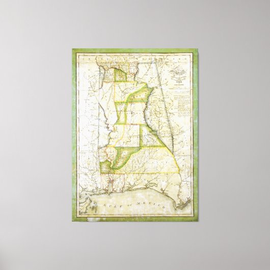 アラバマの地図ジョン・メリッシュ（1818年～1820年頃） キャンバスプリント (正面)