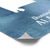 アラバマの地図ブルーウォーターパーソナライズされたカラー ポスター (角)