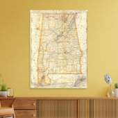 アラバマの地図 キャンバスプリント (インサイチュ (リビング))