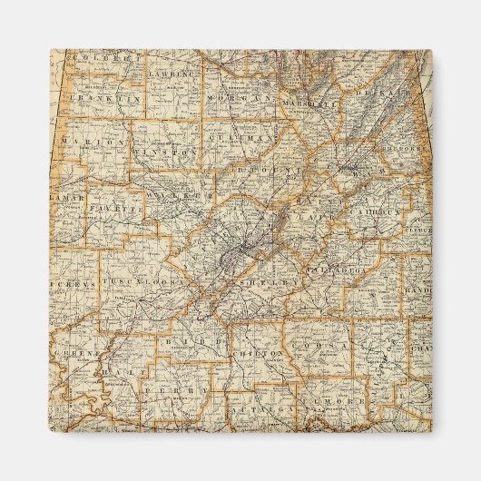 アラバマの地図 マグネット (正面)