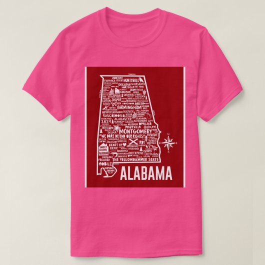 アラバマの地図Tシャツ3 Tシャツ (デザイン正面)