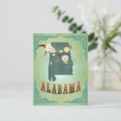 アラバマの州の地図-緑 ポストカード (スタンド正面)