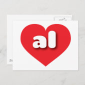 アラバマの赤いハート - 愛してる ポストカード (正面/裏面)