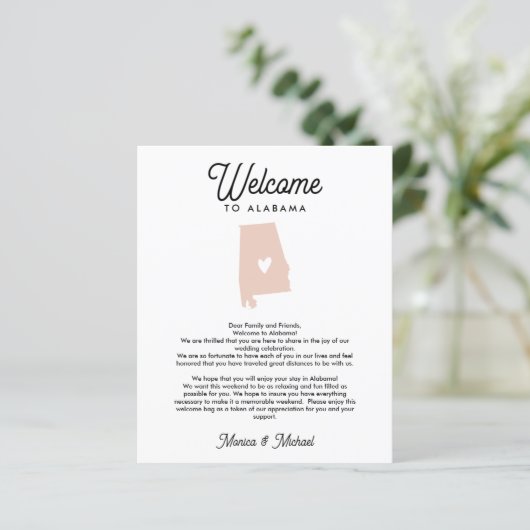 アラバマへようこそ |文字と旅程の任意の色 (スタンド正面)