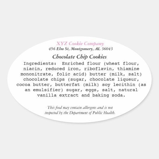 アラバマコテージローラベルホームベーカリー 楕円形シール (正面)