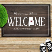 アラバマパーソナライズされたウッドグレインウェルカム ドアマット