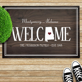 アラバマパーソナライズされたウッドグレインウェルカム ドアマット