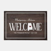 アラバマパーソナライズされたウッドグレインウェルカム ドアマット (正面)