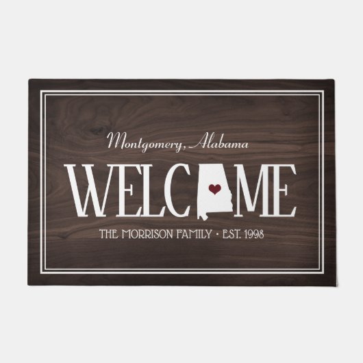 アラバマパーソナライズされたウッドグレインウェルカム ドアマット (正面)