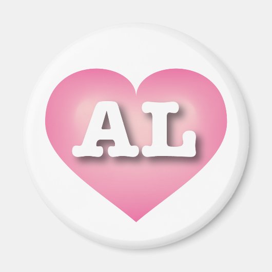 アラバマピンクフェードハート- I love AL マグネット (正面)