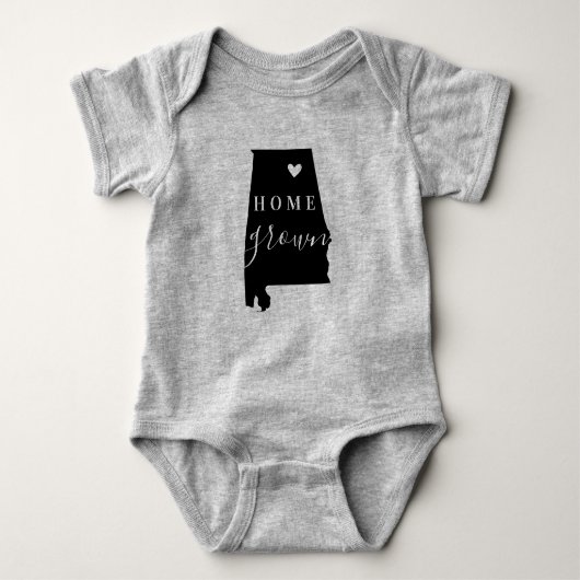 アラバマホームグロウン州ティー ベビーボディスーツ (正面)