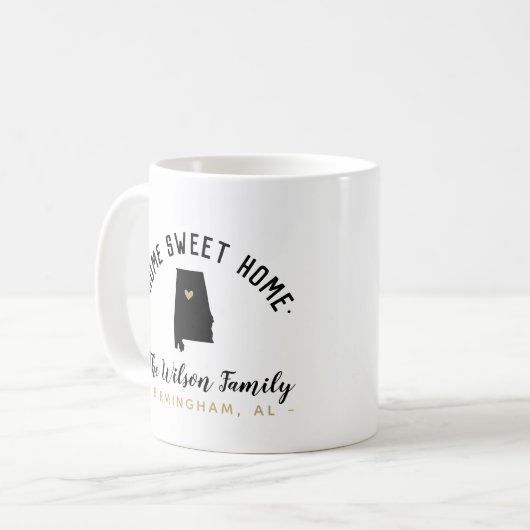 アラバマホームスイートホームファミリーモノグラムマグ コーヒーマグカップ (正面左)