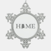 アラバマホーム州シェイプレターワードアートグレー スノーフレークピューターオーナメント (正面)