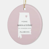 アラバマホーム州マップのカップル名前をカスタムすると日付 セラミックオーナメント (左)