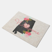 アラバマモノグラム州ウォーターカラーフローラ&ハート ドアマット (アングル)