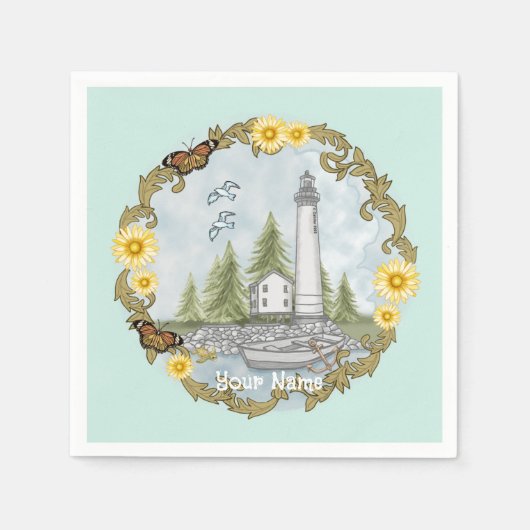 アラバマライトハウスフローラ スタンダードカクテルナプキン (正面)