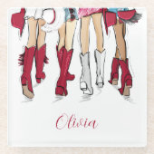 アラバマレディースカウボーイブーツハズクリムゾン ガラスコースター (正面)