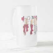 アラバマレディースカウボーイブーツハズクリムゾン フロストグラスビールジョッキ (正面左)