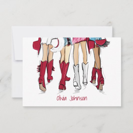 アラバマレディースカウボーズブーツクリムゾンカスタムファッション サンキューカード (正面)