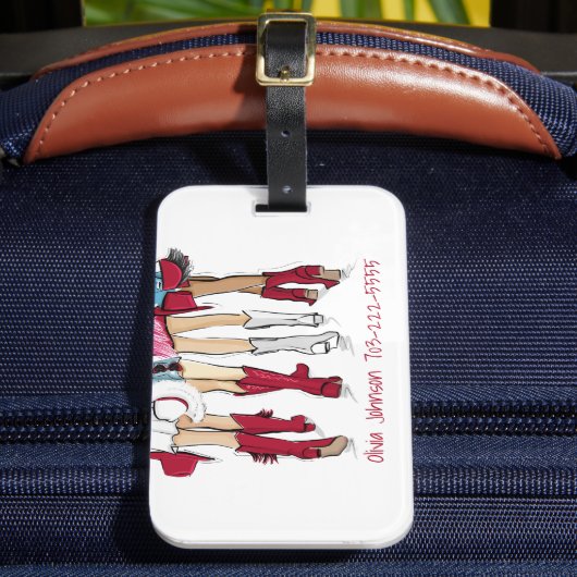 アラバマレディースカウボーズブーツクリムゾンカスタムファッション ラゲッジタグ (正面インサイチュ2)