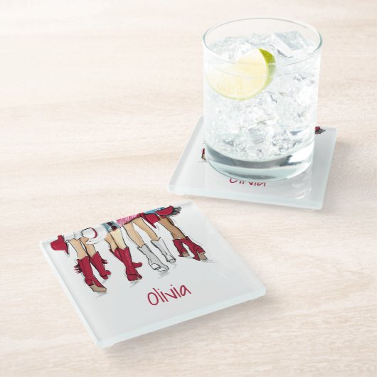 アラバマレディースファッションカウボーブーズクリムゾンネーム ガラスコースター (アングル)