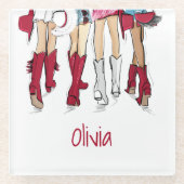 アラバマレディースファッションカウボーブーズクリムゾンネーム ガラスコースター (正面)