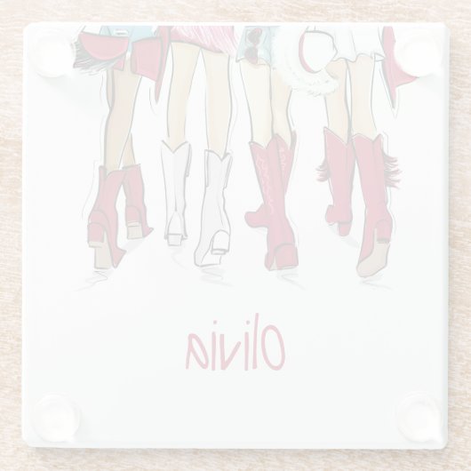 アラバマレディースファッションカウボーブーズクリムゾンネーム ガラスコースター (裏面)