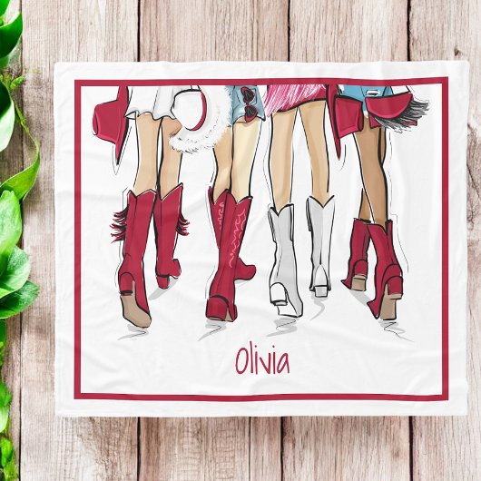 アラバマレディースファッションカウボーブーズクリムゾンネーム フリースブランケット