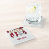 アラバマレディースファッションカウボーブーズクリムゾンレッド ガラスコースター (アングル)