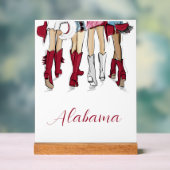 アラバマレディースファッションカウボーブーレッドホワイト アクリルサイン (ニュートラル)