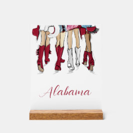 アラバマレディースファッションカウボーブーレッドホワイト アクリルサイン