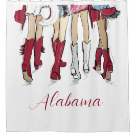 アラバマレディースファッションカウボーブーレッドホワイト シャワーカーテン