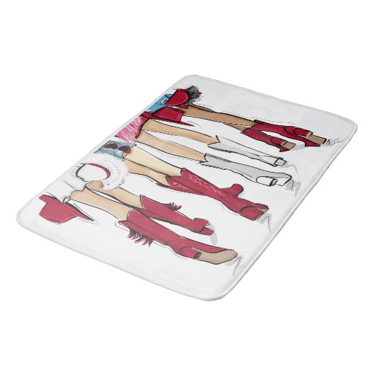 アラバマレディースファッションカウボーブーレッドホワイト バスマット (アングル)