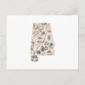 アラバマヴィンテージ写真マップアンティーク州図 ポストカード (正面)