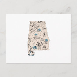 アラバマヴィンテージ写真マップアンティーク州図 ポストカード