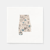 アラバマヴィンテージ写真地図アンティーク州図 スタンダードカクテルナプキン (正面)