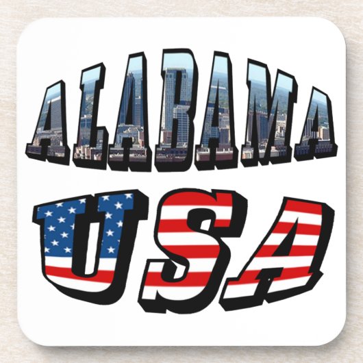 アラバマ写真と米国国旗のフォント コースター (正面)