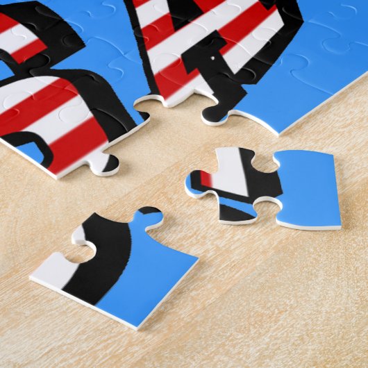 アラバマ写真と米国国旗のフォント ジグソーパズル (側面)