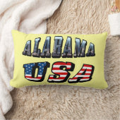 アラバマ写真と米国国旗のフォント ランバークッション (ブランケット)